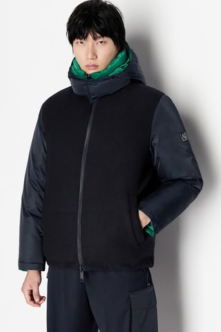 Doudoune réversible à capuche - Bleu marine et vert