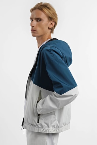 Veste à capuche - Blanc et bleu canard