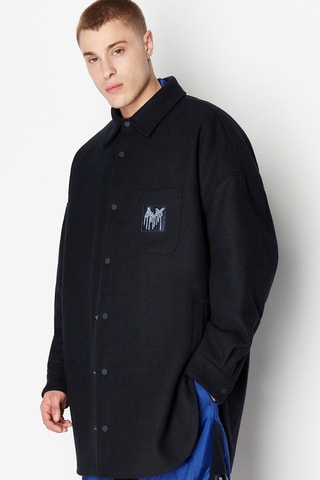 Veste longue en laine - Noir