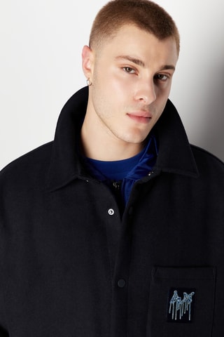 Veste longue en laine - Noir