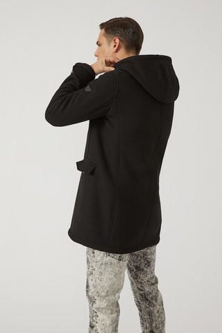 Manteau à capuche en laine - Noir