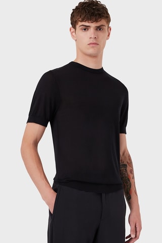 T-shirt en soie - Bleu marine