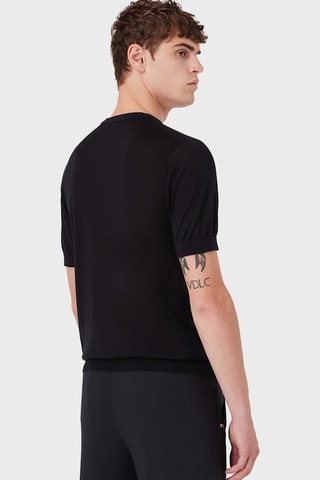 T-shirt en soie - Bleu marine
