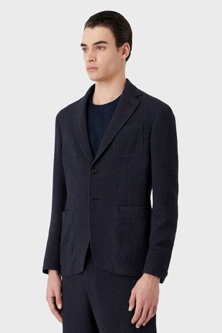Veste en laine vierge - Bleu marine
