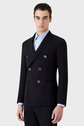 Veste en laine vierge - Bleu marine