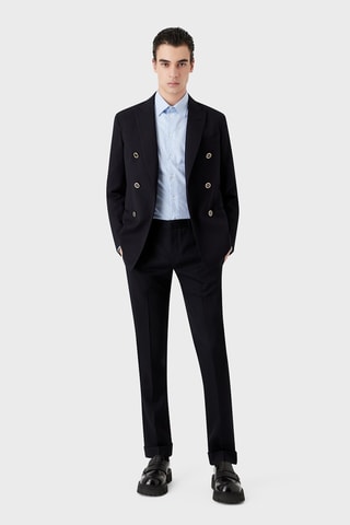 Veste en laine vierge - Bleu marine