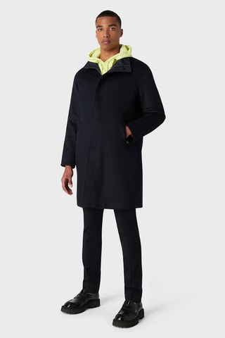 Manteau en laine vierge à capuche - Noir