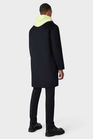 Manteau en laine vierge à capuche - Noir
