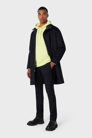 Manteau en laine vierge à capuche - Noir