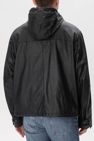 Veste en cuir d’agneau à capuche - Noir
