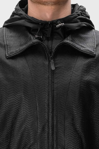 Veste en cuir d’agneau à capuche - Noir