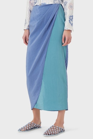 Falda larga de seda - Azul cobalto y turquesa