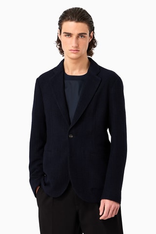 Veste en laine vierge - Bleu marine