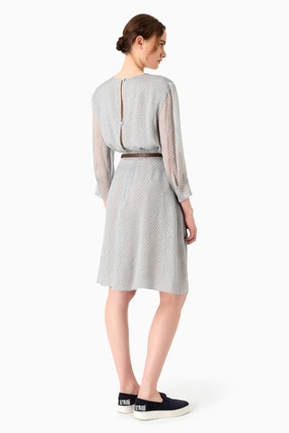 Vestido evasé de seda y piel - Gris