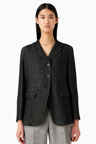 Veste en laine vierge et lin - Anthracite