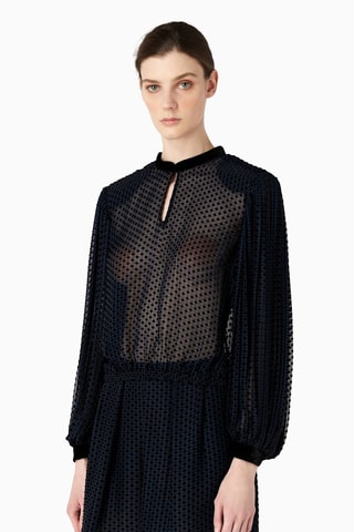 Blouse en soie - Bleu foncé