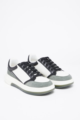 Baskets en nubuck - Vert, noir et blanc 