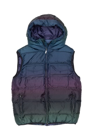 Doudoune sans manches à capuche - Vert et violet 