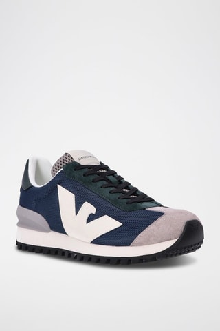 Sneakers en cuir Emporio Armani Bleu marine et gris - EA7