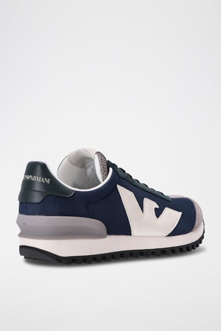 Sneakers en cuir Emporio Armani Bleu marine et gris - EA7