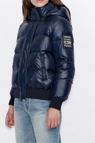 Gewatteerde Jas met Capuchon - Marineblauw