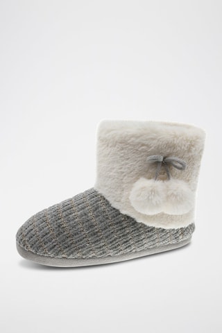 Chaussons fourrés - Blanc et gris