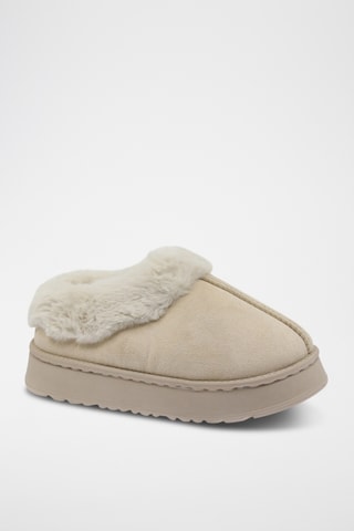 Chaussons plateformes fourrés - Beige