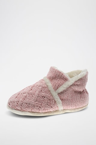 Chaussons fourrés - Rose et blanc