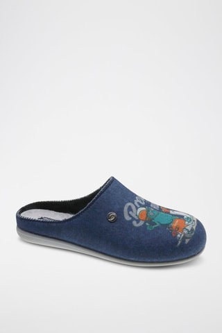Pantoufles - Bleu, orange et gris