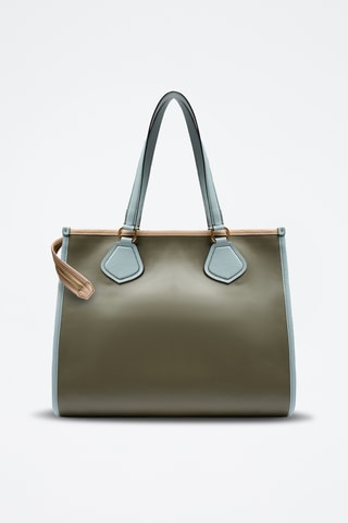 Leren Shopper Signature L - Kaki