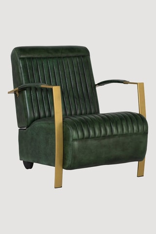 Fauteuil en cuir - Vert et doré