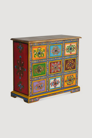 Meuble de rangement 9 tiroirs en manguier - 70 x 30 x 60 cm