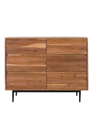 Commode 6 tiroirs en acacia - 86 x 110 x 40 cm