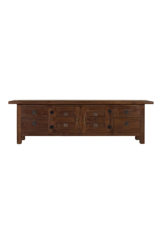 Meuble TV 2 portes 4 tiroirs en teck - 185 x 56 x 35 cm