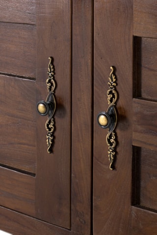Meuble TV 2 portes 4 tiroirs en teck - 185 x 56 x 35 cm