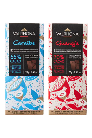 Tablette noir Caraïbe 66% et Tablette Noir Guanaja 70% - 2 x 70 g