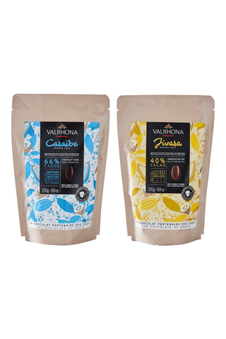 Fèves Noir Caraïbe 66% et Fèves Lait Jivara - 2 x 250 g