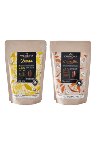 Fèves Lait Jivara 40% et Fèves Caramelia 36% - 2 x 250 g