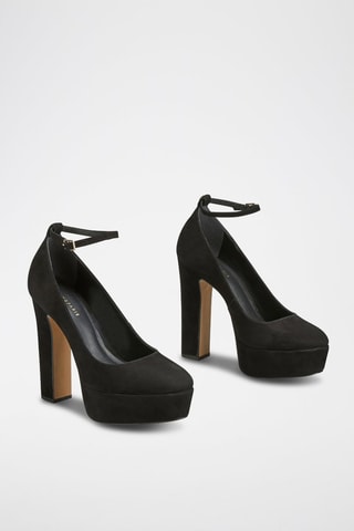 Zapatos de piel de tacón con plataforma Ralya - Negro