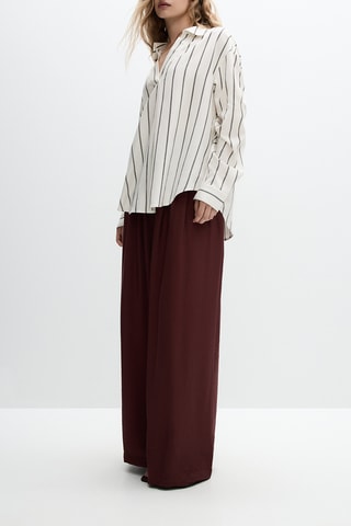 Pantalon wide legs taille haute - Marron