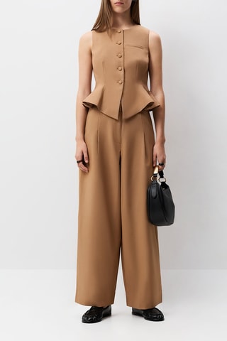 Pantalon ballon taille haute - Marron