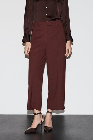 Pantalon taille haute - Marron