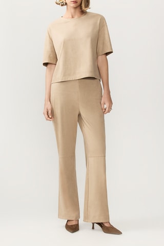 Pantalon wide legs taille haute - Beige
