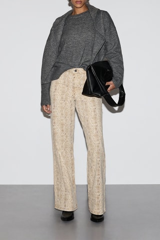 Pantalon wide legs taille haute - Beige