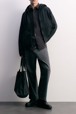 Veste en jean à capuche - Noir