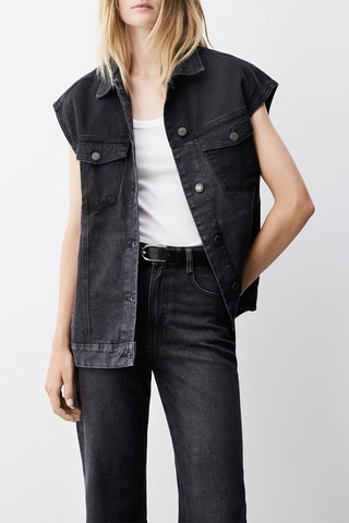 Veste sans manches en jean - Noir