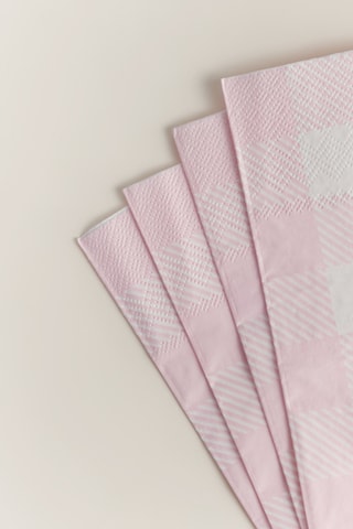 20 serviettes - Blanc et rose poudré