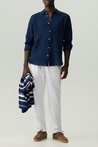 Camicia in lino - Blu scuro