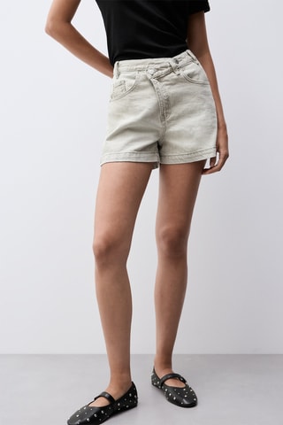 Short en jean - Gris