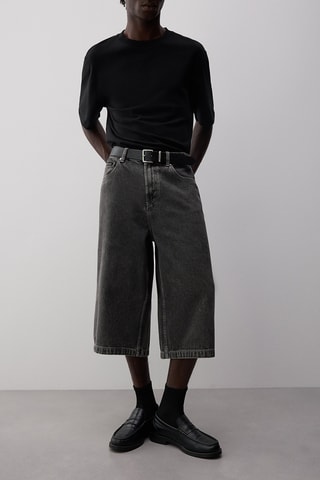 Bermuda baggy en jean - Gris foncé